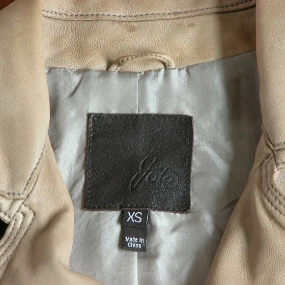 JOIE Sexy Beige Leather Moto Jacket Wms XS - Picture 4 of 8